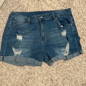 Stretchy Distressed Jean Shorts